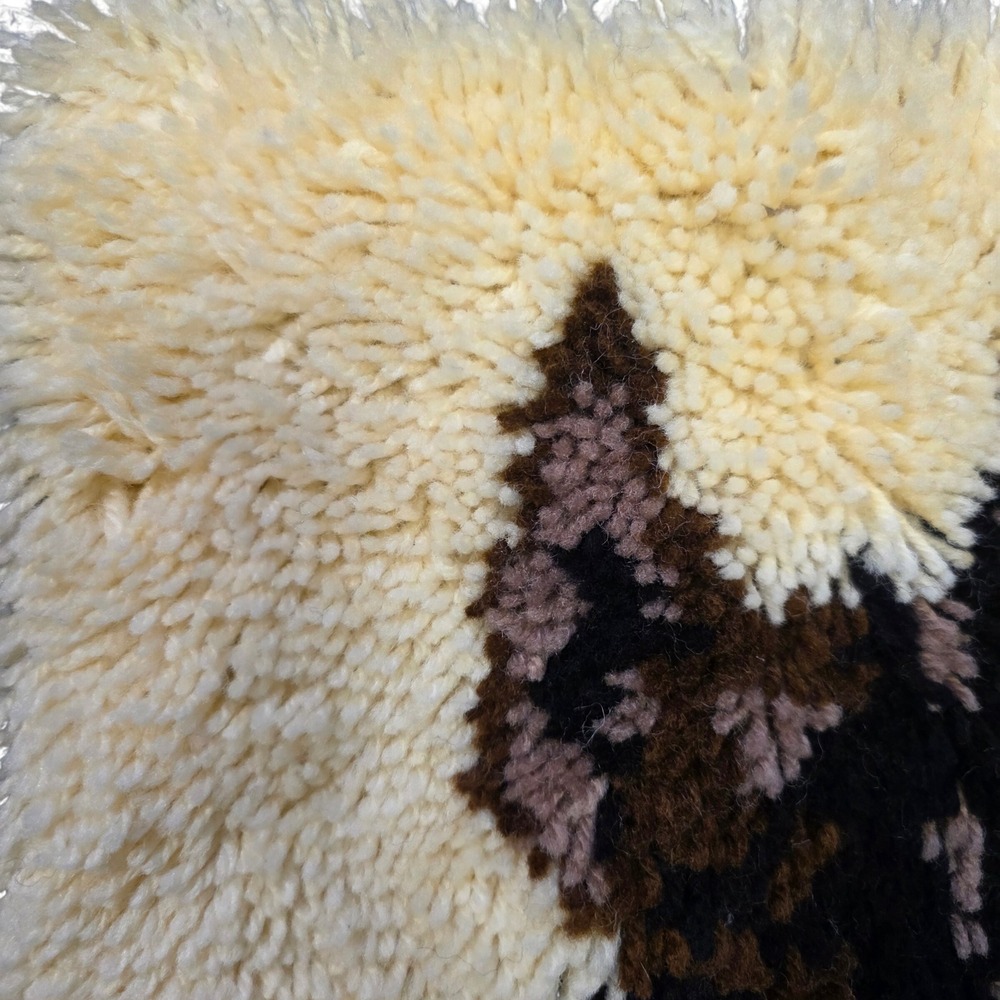 Vintage Latch Hook Horse Head Rug Wall Hanging Brown Cream Shaggy Textile Art - Picture 2 of 9